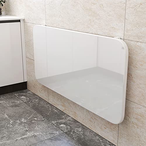 WQZzjm Mesa Plegable de Pared Resistente para lavandería, Escritorio Flotante Plegable de Madera Maciza, Soporte Resistente, complemento Oficina en casa, Bar y Comedor (Blanco, 50 x 40 cm/