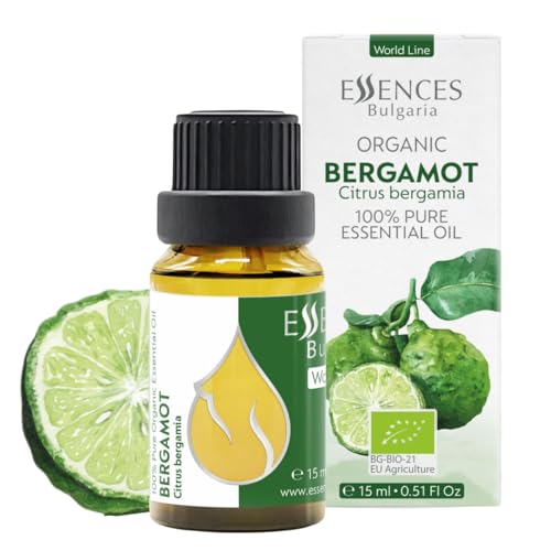 Essences Bulgaria Aceite Esencial de Bergamota Orgánico 15ml | Citrus bergamia | 100% Puro y Natural | Sin diluir | Grado Terapéutico | Aromaterapia | Cosméticos | Libre de crueldad | Sin OGM | Vegano