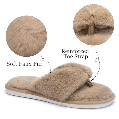 MAXTOP Fluffy House Slippers for Women Open Toe Cute Memory Foam Flip Flop Slippers Indoor Outdoor Soft Slides Shoes3