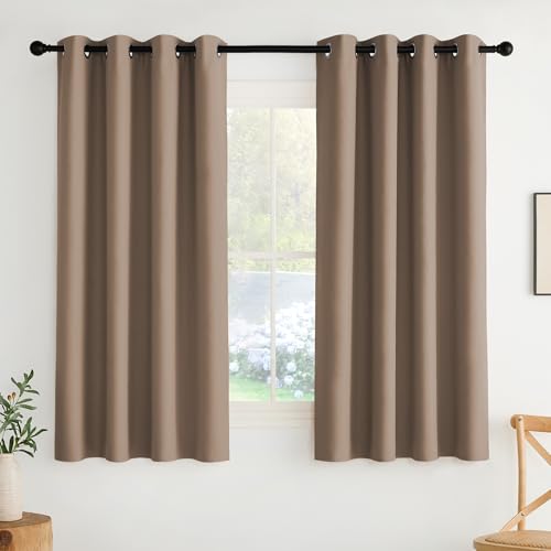 NICETOWN Room Darkening Draperies Curtains Panels, 2 Panels Cappuccino W52 x L63
