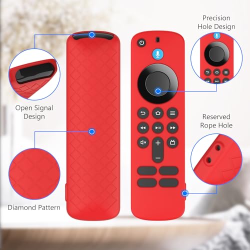 Image of RAYA Silicone TV Remote Cover Compatible with All New Fire TV Stick 4k & Fire Tv Stick HD Remote 2025 Model Protective Case with Lanyard (Red)