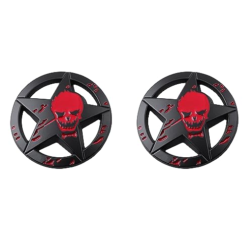 Image of Star Skull Emblem for Car Windows, Trucks, Hood, Laptops Car Decoration (Black)