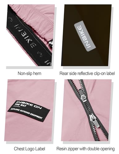 INBIKE Cycling Gilet Women Vest Jacket Windproof Lightweight Breathable Nylon Bicycling Sports Reflective Waterproof Pink 2XL - Image 5
