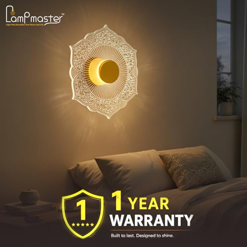 Image of Lamp master Florenza 3-in-1 LED Wall & Ceiling Light | Decorative Gold Mandala Lamp | Elegant Wall Sconce for Bedroom, Living Room, Hallway, Gallery | 1 Year Warranty