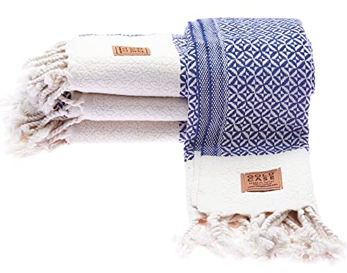 Aphrodite Original Turkish Hand Towels By Gold Case - Set Of 4-20X40 100% Cotton Decorative Towel - Bathroom And Kitchen Peshtemal For Hand, Face, Hair, Spa, Gym, Tea And Dishcloth, Navy Blue #TOP3