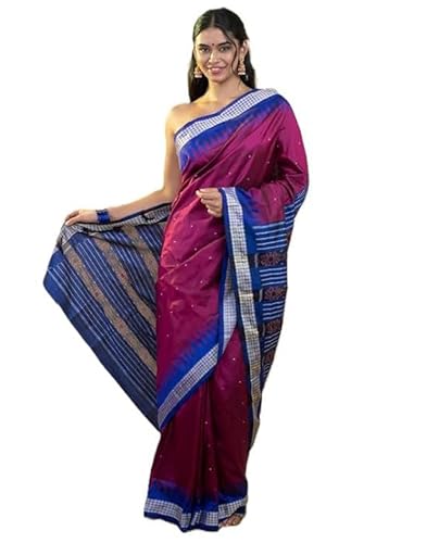 Image of Handmade Pure Bomkai Silk Saree Khandua Natural Silk Ikkat Saree For Women /Ethnic Wear /Traditonal Saree /Handloom Saree With Regular Fit Blouse Piece