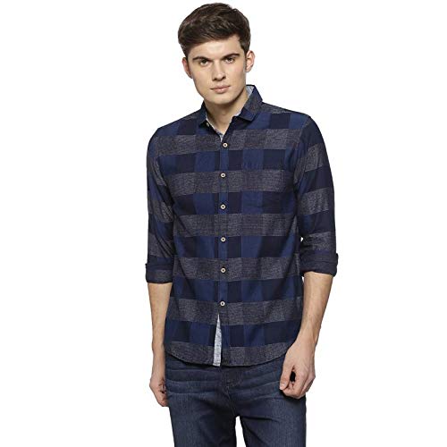 Image of CAHOOT Cotton Men Checkered Multicolour Button Up Collared Shirt for Casual Wear Crafted with Regular Sleeve Comfort Fit High Performance Everyday Large