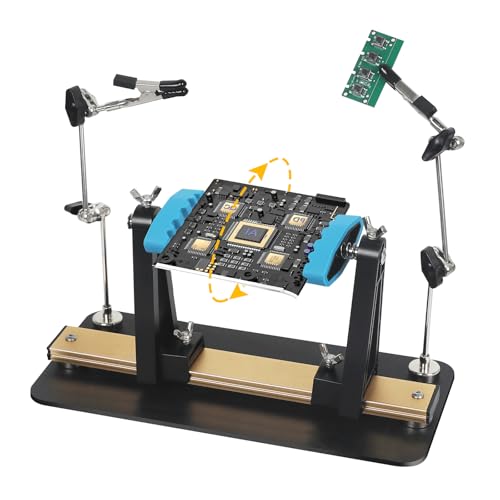 EOOKU Circuit Board Holder 2Helping Hands with Heavy Base for Soldering and Repair Adjustable 360 Rotation Space-Saving and Aluminum Durable for Electronics PCB