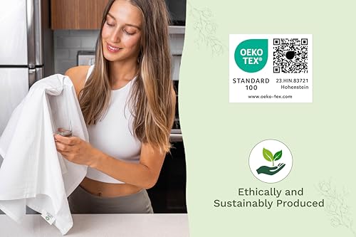 Image of Organic Cotton White Dish Towels - 10 Pack Quick Drying White Kitchen Towels - Lint-Free Organic Cotton Dish Cloths - Extra Large Highly Absorbent Blank Tea Towels - 27 inchx27 inch