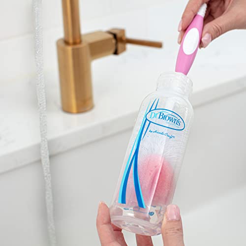 Image of Dr. Brown's Reusable Sponge Baby Bottle Cleaning Brush + Soft Touch Bottle Brush, BPA-Free, Pink, 2-Pack