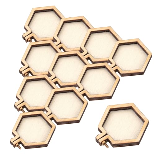 Image of Framendino, 10 Pack Hexagon Mini Embroidery Hoops Wood Hoop Ring for Sewing Frame Craft
