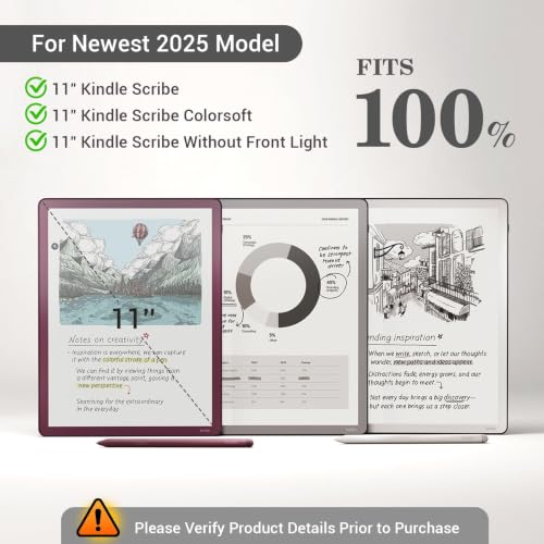 Image of CoBak Case for 11 inch Kindle Scribe 3rd Generation 2025, Kindle Scribe Colorsoft with Two Viewing Angles - All New PU Leather Cover with Auto Sleep Wake, Pen Holder. Fig