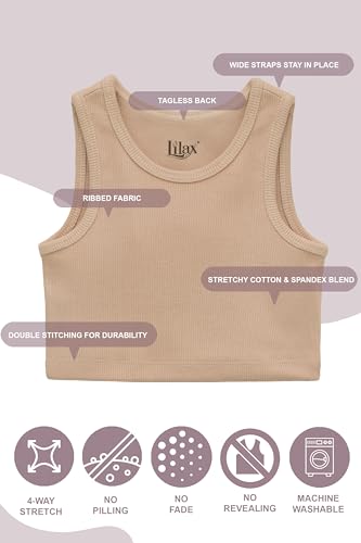 Image of Lilax Girls Crop Top Ribbed Knit Sleeveless 2 Pack Basic Cropped Tank