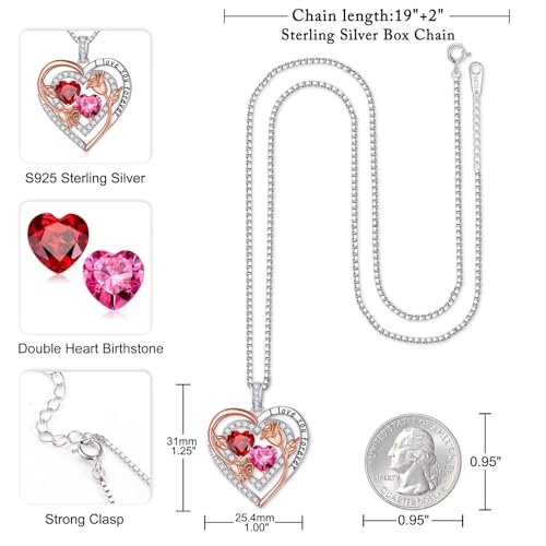 Iefil Birthstone Necklace for Women - Sterling Silver Birthstone Necklace Anniversary Birthday Gifts for Her Wife Mom Daughter4