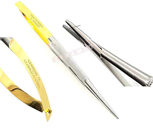 Castro Viejo Micro Needle Holder Needle Drive Straight 15cm 6 inches withTungsten Carbide Inserts Tip with Lock Premium German