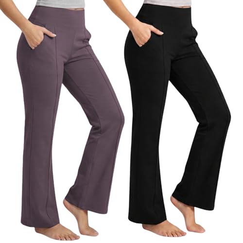 Image of NINQ Women High Waist Flare Pants Lite Regular | Smart Casual Korean Trouser for Office Wear, Gym, Sports, Travel & Daily Styling