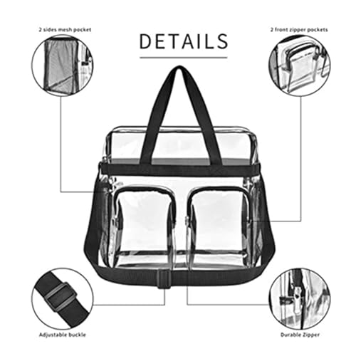 Clear Tote Bags Stadium Approved, 12×12×6 Heavy Duty Travel Bags, Large Sports Shoulder Pack for Work,Competition,School4