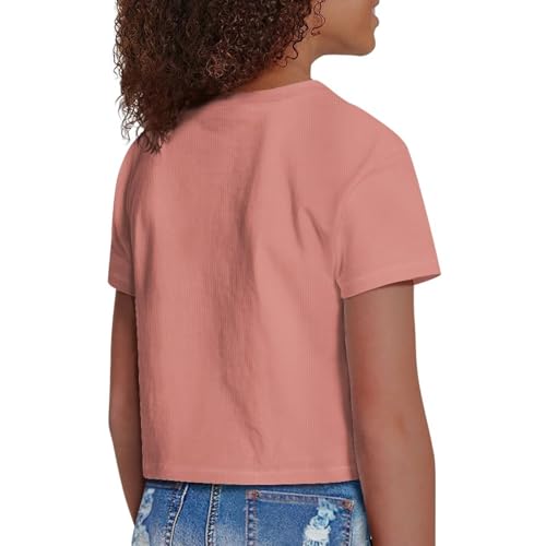 Image of Girls Summer Crop Top Outfits Short Sleeve T Shirts Kids Cute Clothes Tees Blouse