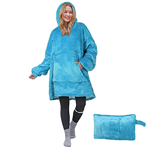 Catalonia Sherpa Wearable Blanket Hoodie (Blue)