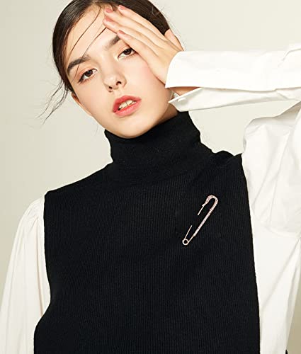 Image of Delicate Big Safety Pin Rhinestones Brooches Pins Minimalist Brooch Classic for Women Men Ladies Girls for Party Dance Banquet Dainty Elegant Lapel Pins Dress Suit Shirt Bag Hat Shawl Sweater Ceremony Clothes Accessories Daily Jewelry Mother's Day Valentine's Day Decor Christmas Birthday Gifts Her Mom Wife