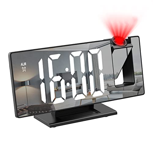 Oria Projection Alarm Clock, Electronic Led Clock, 7.8 Inch Mirror Digital Desk Alarm Clock With Temperature cover