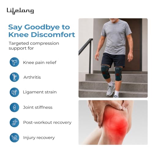 Image of Lifelong 3D Knee Cap Compression Sleeve (L) | Knee Support Brace, Anti Slip Base, Breathable Lightweight Fabric | Sports Gym & Daily Wear | Secure Ergonomic Adjustable Fit for Men & Women (LLOKS20)