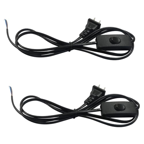 Aoserge 2 Pcs 6 Feet Black Lamp Cord with Switch Plug