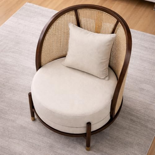 Image of Lakdi The Furniture Co | Modern Cream Fabric Lounge Chair for Living Room & Bedroom, Comfortable Upholstered Armchair | 5 Years Warranty | Free Assembly