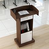 ✨【AVEC TIROIR, ARMOIRE DE RANGEMENT ET ÉTAGÈRE】Pupitre de conférence dispose d'un tiroir fermé, ce qui est pratique pour placer divers objets et empêcher la poussière de pénétrer. L'armoire de rangement avec porte peut garder vos fichiers et autres objets organisés, votre espace de travail propre et soigné. Les compartiments de rangement ouverts au milieu peuvent stocker vos gobelets, livres et autres nécessités, c'est pratique et commode.