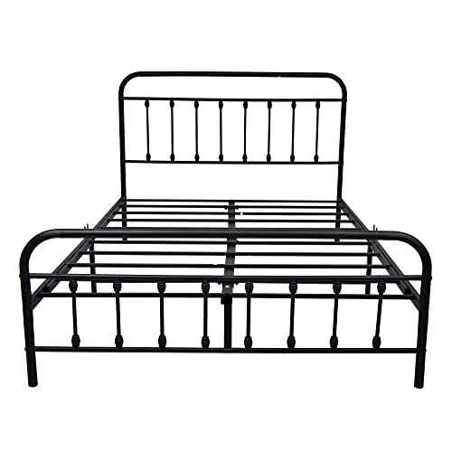 DUMEE Full Bed Frame with Headboard and Footboard Metal Platform Bed Frame Full Size Bed Slats Support No Box Spring Needed,Textured Black