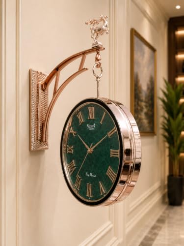 Image of Double-Sided Station Victorian Style Clock, Retro Watch Railway Design, Plastic Frame, Vintage Wall Decor for Home, Cafe, Office and Decorative Item Bedroom Hostel Living