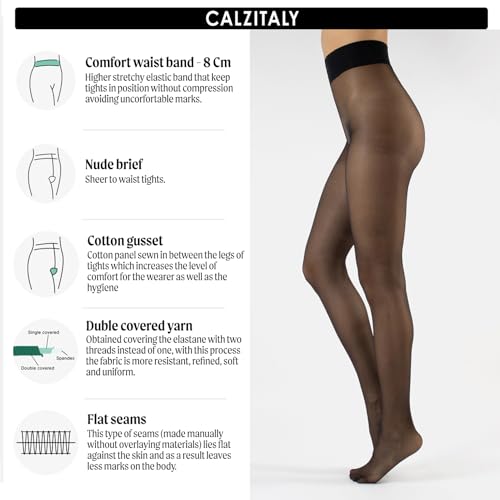 CALZITALY Sheer Tights, Floral Print, Animal Print | 20 DEN, Black, Skin, Suntan, S, M, L, XL, Made in Italy2