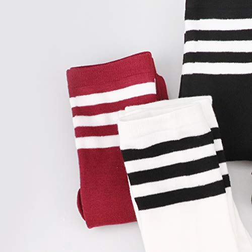 Image of DRESHOW 3 Pairs Thigh High Socks Striped Over Knee Thin Tights Long Stocking Knee High Leg Warmer