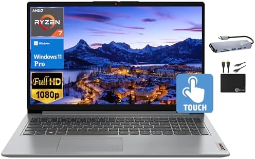 Lenovo IdeaPad 2024 Newest Laptop, 15.6" FHD IPS Touchscreen, 8-Core AMD Ryzen 7 5700U (Beat i7-1180G7), 16GB RAM, 512GB SSD, Radeon Graphics, Webcam,WiFi 6, Long Battery, Win 11 Pro+MarxsolAccessory