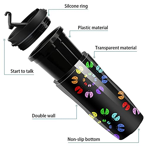 Taza de café de plástico con tapa de doble pared aislada con diseño de patrón de diseño - Imagen 4