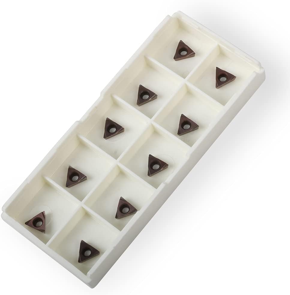 Carbide Turning Inserts TMPT080204N,Tain Coated CNC Lathe Inserts for Lathe Turning Tool Holder Replacement Insert, 10 Pieces