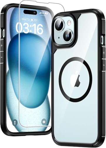 TAURI Coque Magnétique pour iPhone 15 Plus,Noir