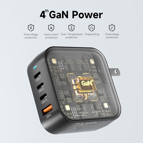 Image of 200W GaN Wall Charger | 4-Port Fast Charging Station (3xUSB-C PD3.0 + USB-A QC3.0) | Compact Power Adapter for MacBook Pro 16 inch M3 /iPhone 17 Pro Max /Samsung S25 Ultra | UL Certified