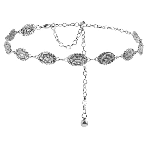 Western Metal Concho Belt for Women Cowgirl Waist Chain Belt for Country Concert Outfit Dresses Jeans Pants