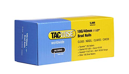 Tacwise 0400 Clavos Brad Galvanizados de Tipo 18G / 40 mm, Paquete de 5.000