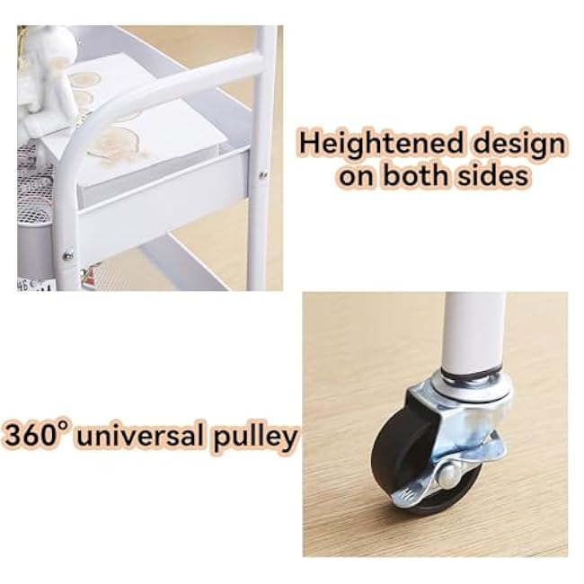 Rolling Cart with Wooden Tabletop, Multi-Layer Bathroom with Table Mobile Rack£¬Bathroom Snack Kitchen Storage Rack, uitable for Bedroom, Living Room and Office(Black)-ZCT1uoSi