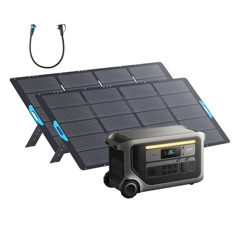 Image of Anker SOLIX F3000 Portable Power Station with 2x400 Solar Panel, 3,072Wh, 6,000W Recharging, Solar Generators for Home Use, For Power Outages, Camping, RVs, Emergencies