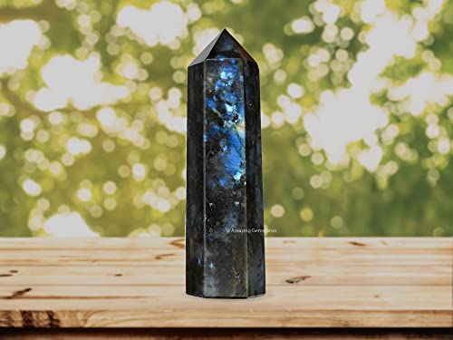 Image of Amazing Gemstone Large Labradorite Crystal Towers ~ Natural Healing Crystal Point Obelisk for Reiki Healing and Crystal Grid (5.5 to 6 INCH)