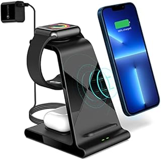 leQuiven 3 in 1 Wireless Charging Station for iPhone, Wireless iPhone Charger Compatible with iPhone 13 12 11 Pro Max Mini SE XS 8P, Apple Watch 7 SE 6 5 4 3 2 1/Airpods Pro/1/2/3