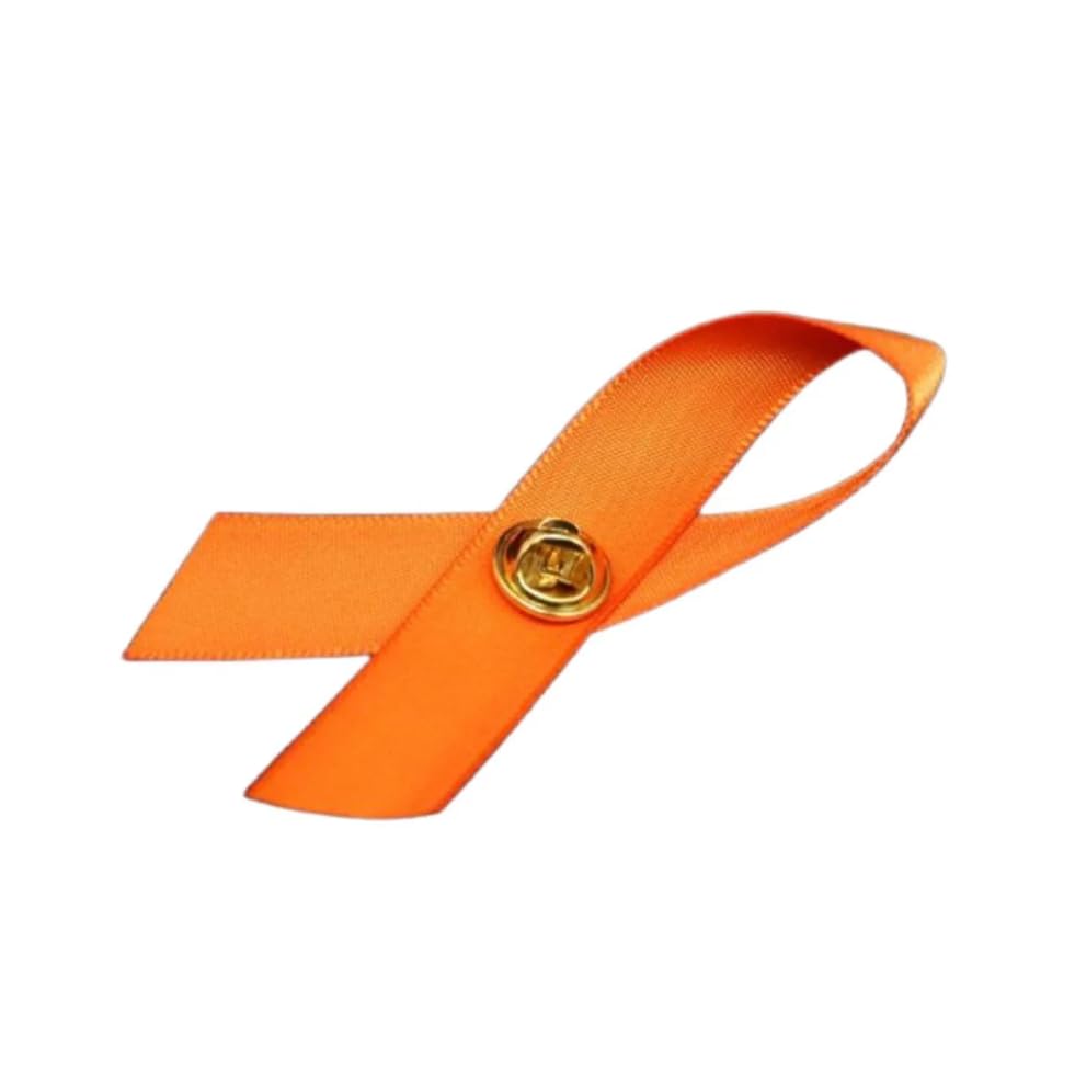 Image of 1 /2 /5 /10 /25 /50pcs Orange Ribbon Awareness Pins for Kidney Cancer, Leukemia, Multiple Sclerosis, Hunger, Gun Violence /Mass Shooting Awareness - Perfect for Support Groups, Gift-Giving, and Fundraisers