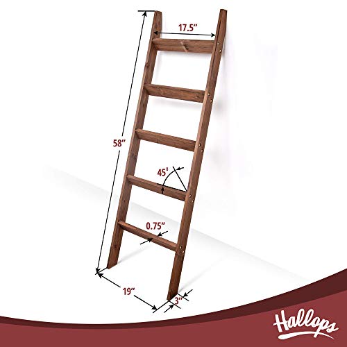 Blanket Ladder 5 ft. Wood Rustic Decorative Quilt Ladder. Brown Vintage Wooden Decor. Throw Blankets Holder Rack