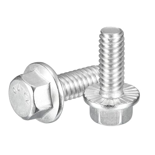 Image of uxcell 15Pcs 1 /4-20 x 5 /8 inch Flanged Hex Head Bolts, 304 Stainless Steel Flange Hexagon Screws, Flange Hex Drive Screws 5.8 Grade for Machinery Industry Home Appliances, Silver