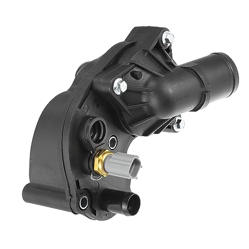 Partuto Engine Coolant Thermostat Housing Assembly No.2L2Z8592BA/2L2Z8575AA/2L2Z8592AA - Car Water Outlet Assembly - for Mercury Mountaineer 2002-2010 Plastic Black - 1 Pc