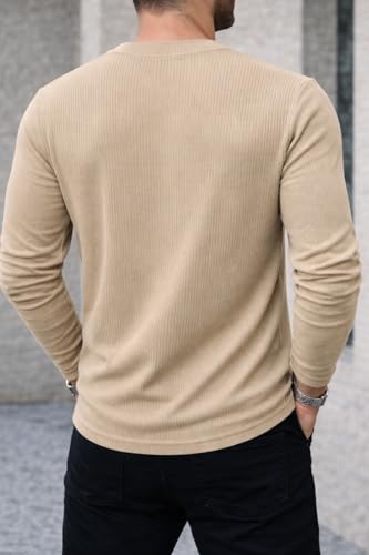 Image of Mack Jonney Men's Striped Ribbed Black Full Sleeve T-Shirt | Premium Soft Stretch Fabric | Casual Wear Round Neck Tee-M6265