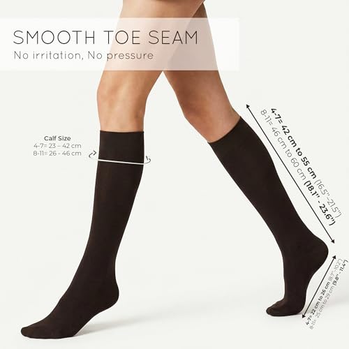 Image of Mysocks Knee High Socks for Women Men Combed Cotton Seamless Toe Tall Long High Socks
